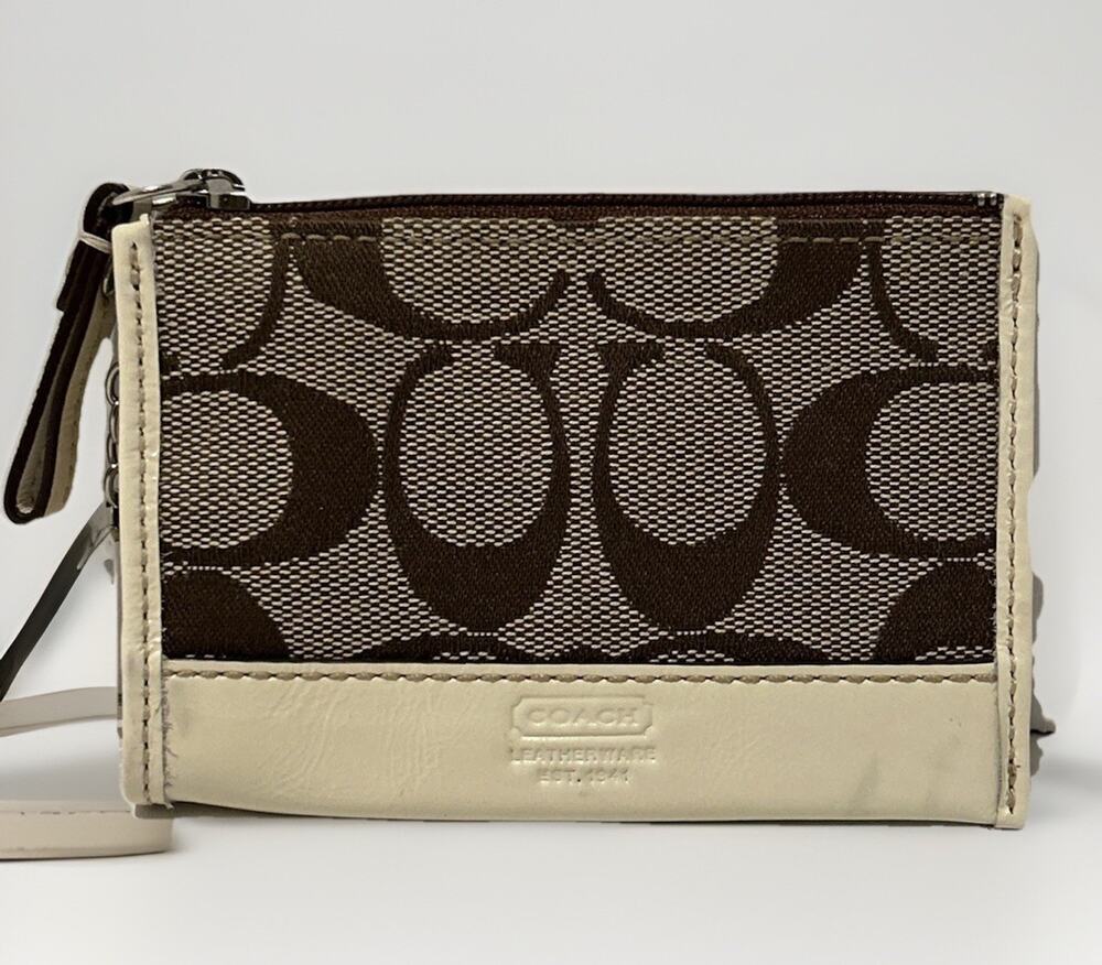 Coach Signature Logo Leather Mini Wallet Keychain